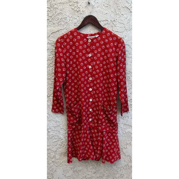 Vintage Dresses & Skirts - Vintage Liz Claiborne Dice Print Drop Waist Dress Size XS Petite